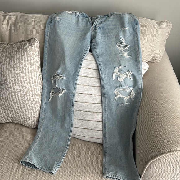NEW Abercrombie & Fitch Blue Skinny Jeans Distressed - Picture 1 of 6